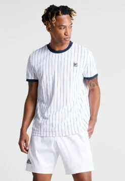 Fila STRIPES - T-Shirt Print - White/peacoat Blue